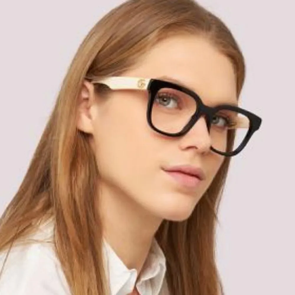 NEW Gucci GG0958O 005 Black White Square Unisex Eyeglasses